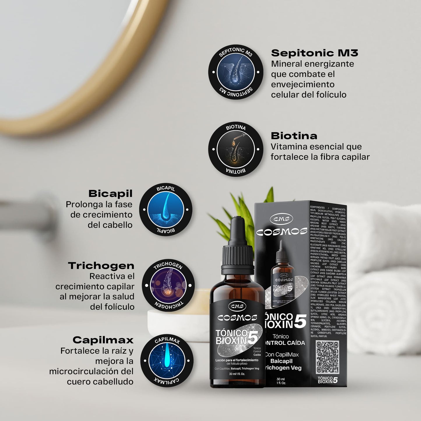 Tónico Anticaída Masculino CMS Cosmos Bioxin 5